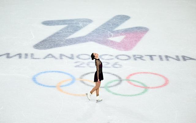 Italy's Lara Naki Gutmann competes in the figure skating women's single skating short program during the Milano Cortina 2026 Winter Olympic Games at Milano Ice Skating Arena in Milan on February 17, 2026. (Photo by Gabriel BOUYS / AFP)