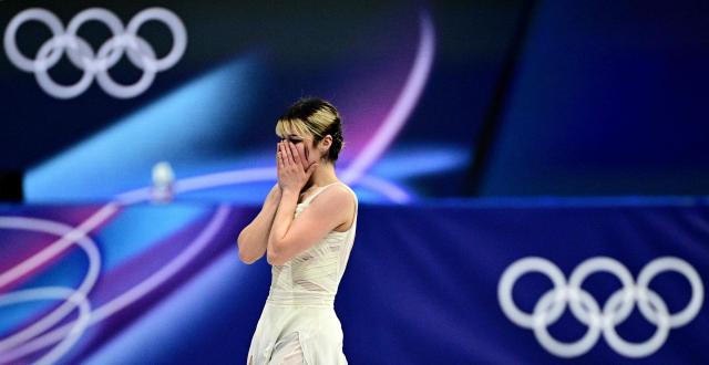 USA's Alysa Liu reacts after competing in the figure skating women's single skating short program during the Milano Cortina 2026 Winter Olympic Games at Milano Ice Skating Arena in Milan on February 17, 2026. (Photo by JULIEN DE ROSA / AFP)