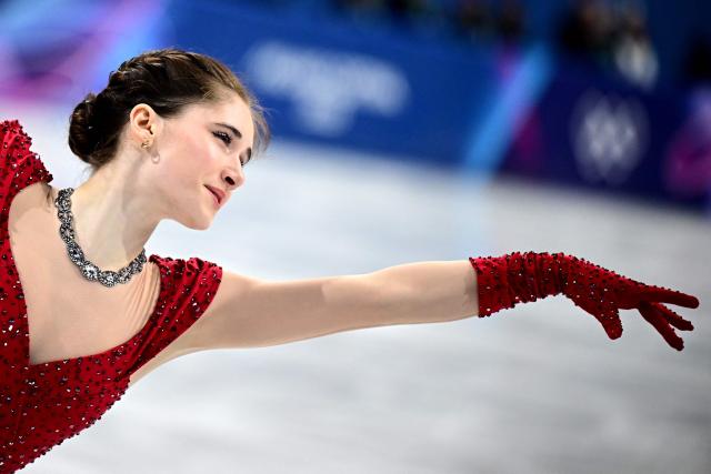 USA's Isabeau Levito competes in the figure skating women's single skating short program during the Milano Cortina 2026 Winter Olympic Games at Milano Ice Skating Arena in Milan on February 17, 2026. (Photo by JULIEN DE ROSA / AFP)