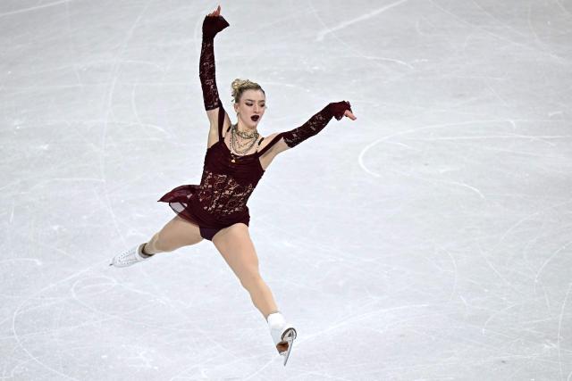 USA's Amber Glenn competes in the figure skating women's single skating short program during the Milano Cortina 2026 Winter Olympic Games at Milano Ice Skating Arena in Milan on February 17, 2026. (Photo by Gabriel BOUYS / AFP)