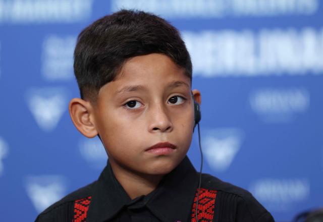 Actor Bastian Escobar attends a press conference for the film "Moscas" (Flies) presented in competition at the 76th Berlinale, Europe's first major film festival of the year, in Berlin on February 18, 2026. (Photo by Ronny HARTMANN / AFP)