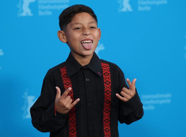 Actor Bastian Escobar poses during a photo call for the film "Moscas" (Flies) presented in competition at the 76th Berlinale, Europe's first major film festival of the year, in Berlin on February 18, 2026. (Photo by Ronny HARTMANN / AFP)