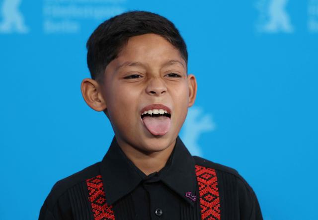 Mexican child actor Bastian Escobar poses during a photo call for the film "Moscas" (Flies) presented in competition at the 76th Berlinale, Europe's first major film festival of the year, in Berlin on February 18, 2026. (Photo by Ronny HARTMANN / AFP)