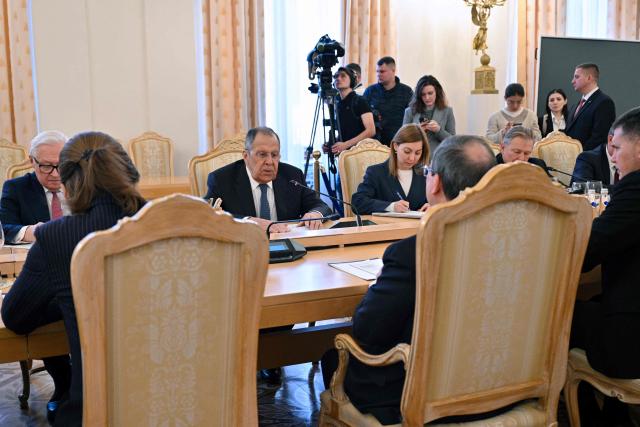Russian Foreign Minister Sergei Lavrov meets with Cuba's Foreign Minister Bruno Rodriguez in Moscow on February 18, 2026. (Photo by HECTOR RETAMAL / POOL / AFP)