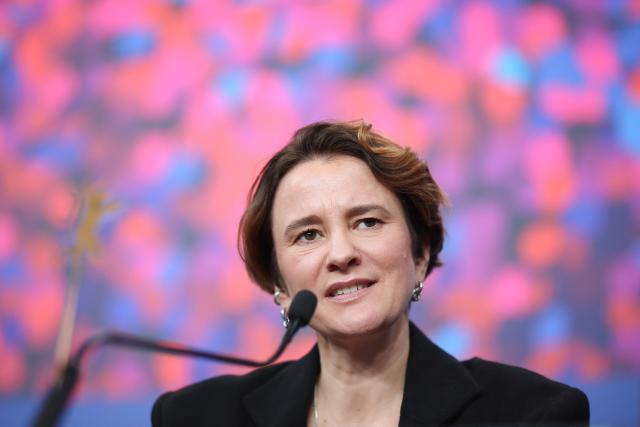 German director Eva Trobisch attends a press conference for the film "Etwas ganz Besonderes" (Home Stories) presented in competition at the 76th Berlinale, Europe's first major film festival of the year, in Berlin on February 18, 2026. (Photo by Ronny HARTMANN / AFP)