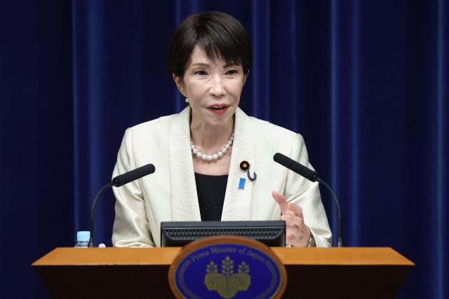 Japan's Prime Minister Sanae Takaichi addresses a news conference at the Prime Minister’s office in Tokyo on February 18, 2026. (Photo by Kiyoshi Ota / POOL / AFP)