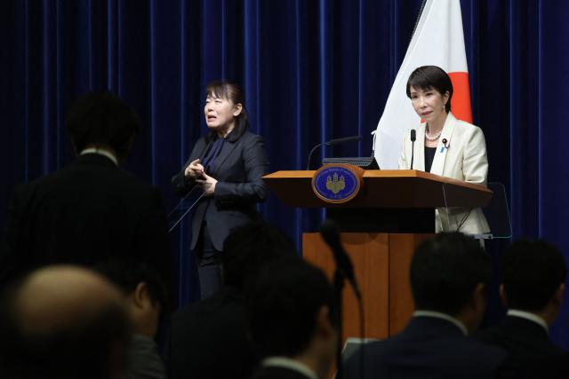 Japan's Prime Minister Sanae Takaichi addresses a news conference at the Prime Minister’s office in Tokyo on February 18, 2026. (Photo by Kiyoshi Ota / POOL / AFP)