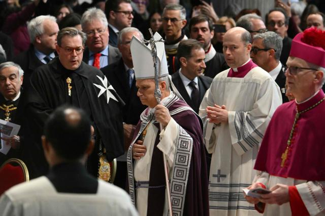 Pope Leo XIV attends a penitential procession before a holy mass on Ash Wednesday at the Basilica of Saint Sabina, on February 18, 2026. (Photo by Alberto PIZZOLI / AFP)