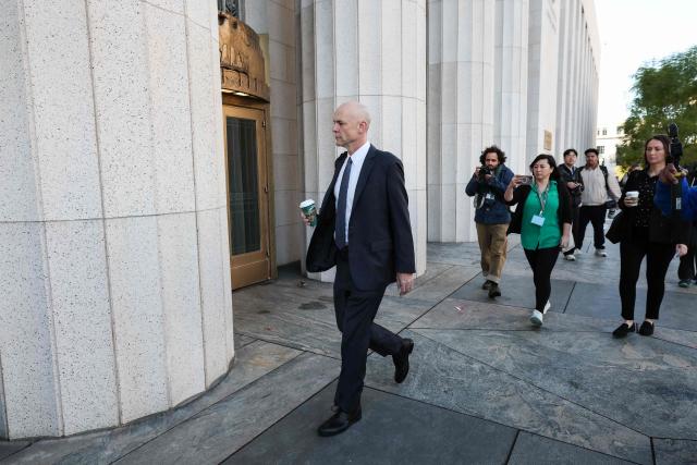 Attorney Paul Schmidt, representing Meta, arrives at Los Angeles Superior Court ahead of the social media trial tasked to determine whether social media giants deliberately designed their platforms to be addictive to children, in Los Angeles, on February 18, 2026. Meta CEO and Chairman Mark Zuckerberg is scheduled to testify Wednesday. (Photo by Patrick T. Fallon / AFP)