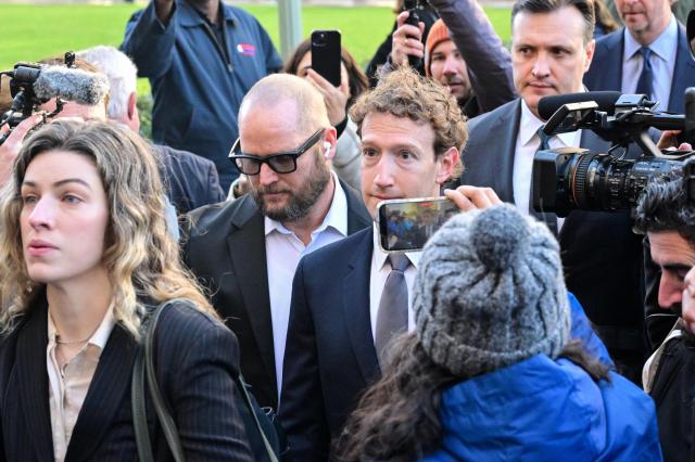 Meta CEO and Chairman Mark Zuckerberg arrives at Los Angeles Superior Court ahead of the social media trial tasked to determine whether social media giants deliberately designed their platforms to be addictive to children, in Los Angeles, on February 18, 2026. Zuckerberg is scheduled to testify Wednesday. (Photo by Frederic J. Brown / AFP)
