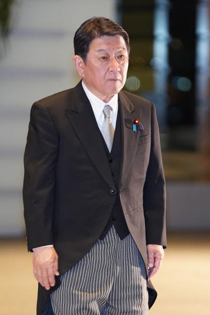 This photo taken on February 18, 2026 shows Toshimitsu Motegi who was reappointed as Foreign Minister in the Cabinet of Prime Minister Sanae Takaichi, at the Prime Minister's Office in Tokyo. (Photo by Kazuhiro NOGI / AFP)