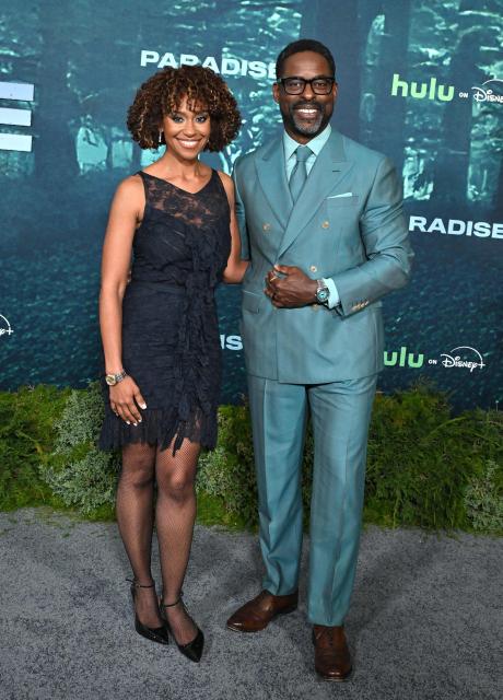 US actor Sterling K. Brown (R) and his wife US actress Ryan Michelle Bathe attend the premiere of "Paradise" Season 2 at the Paramount Theatre in Los Angeles, California, on February 18, 2026. (Photo by LISA O'CONNOR / AFP)