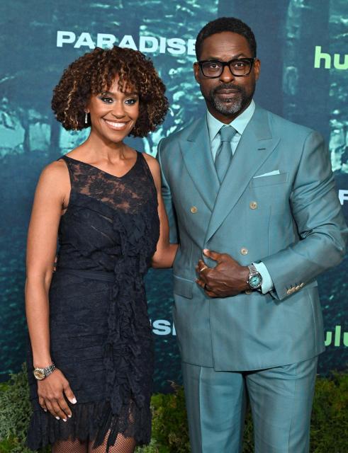 US actor Sterling K. Brown (R) and his wife US actress Ryan Michelle Bathe attend the premiere of "Paradise" Season 2 at the Paramount Theatre in Los Angeles, California, on February 18, 2026. (Photo by LISA O'CONNOR / AFP)