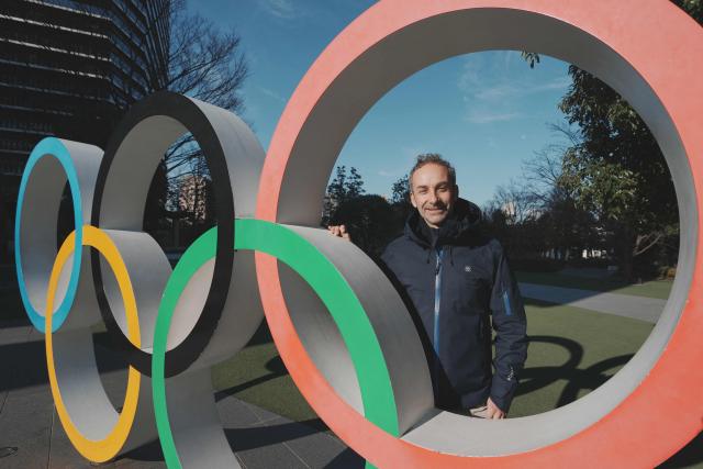 This photograph taken on February 5, 2026 shows Vincent Defrasne, a former French olympic biathlon champion, posing during an interview with AFP in Tokyo. (Photo by Kazuhiro NOGI / AFP)
