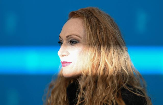 Italian screenwriter and director Tizza Covi poses during a photo call for the film "The Loneliest Man in Town" presented in competition at the 76th Berlinale, Europe's first major film festival of the year, in Berlin on February 19, 2026. (Photo by RALF HIRSCHBERGER / AFP)