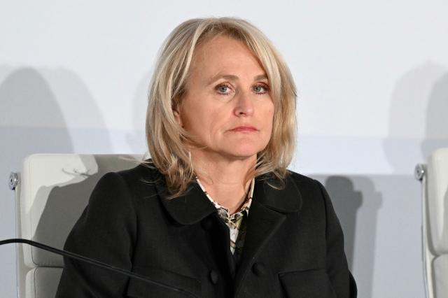 KLM president and Chief Executive Officer Marjan Rintel attends a press conference to present the annual results of Air France-KLM group in Paris on February 19, 2026. Air France-KLM shares soared on February 19, 2026 after the airline posted a full-year net profit of 1.75 billion euros ($2.1 billion), a record for the airline as it focused on premium offerings and benefitted from lower fuel prices. Revenues for the Franco-Dutch carrier rose 4.9 percent to 33 billion euros, also a record, in what it called a "challenging environment", with passenger numbers up five percent to 102.8 million people. (Photo by Bertrand GUAY / AFP)