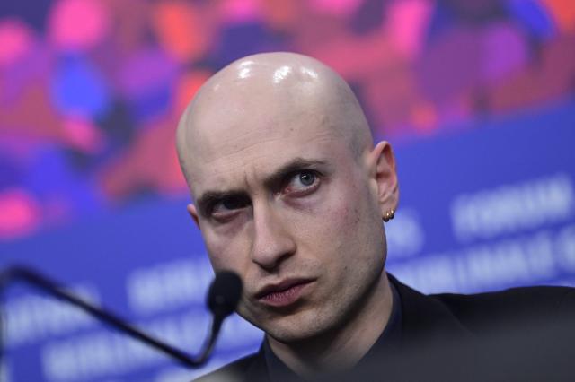 British composer Daniel Blumberg attends a press conference for the film 'The Testament of Ann Lee' presented in Berlinale Special Gala at the 76th Berlinale, Europe's first major film festival of the year, in Berlin on February 19, 2026. (Photo by John MACDOUGALL / AFP)