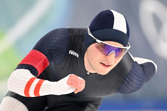 Austria's Alexander Farthofer competes in the speed skating men's 1500m during the Milano Cortina 2026 Winter Olympic Games at Milano Speed Skating Stadium in Milan on February 19, 2026. (Photo by Daniel MUNOZ / AFP)