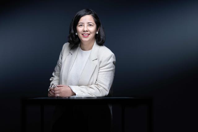 French journalist Neila Latrous poses during a photo session in Paris on February 12, 2026. (Photo by JOEL SAGET / AFP)