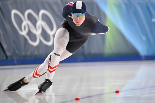 Austria's Gabriel Odor competes in the speed skating men's 1500m during the Milano Cortina 2026 Winter Olympic Games at Milano Speed Skating Stadium in Milan on February 19, 2026. (Photo by Daniel MUNOZ / AFP)