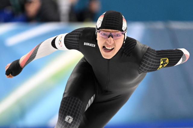 Germany's Finn Sonnekalb competes in the speed skating men's 1500m during the Milano Cortina 2026 Winter Olympic Games at Milano Speed Skating Stadium in Milan on February 19, 2026. (Photo by Daniel MUNOZ / AFP)
