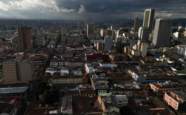 Aerial view of downtown Bogota, taken on February 17, 2026. (Photo by Raul ARBOLEDA / AFP)