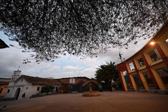 View of Plaza del Chorro de Quevedo, a historic square considered the birthplace of the city and located in the Candelaria neighborhood, one of Bogota’s main tourist attractions, on February 19, 2026. (Photo by Raul ARBOLEDA / AFP)