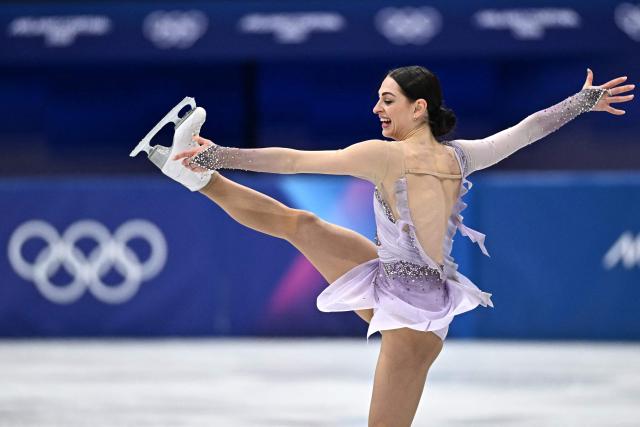 Romania's Julia Sauter competes in the figure skating women's single free skating final during the Milano Cortina 2026 Winter Olympic Games at Milano Ice Skating Arena in Milan on February 19, 2026. (Photo by Gabriel BOUYS / AFP)