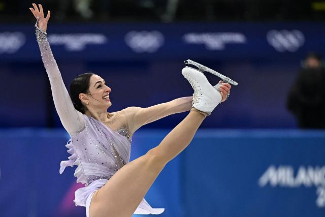 Romania's Julia Sauter competes in the figure skating women's single free skating final during the Milano Cortina 2026 Winter Olympic Games at Milano Ice Skating Arena in Milan on February 19, 2026. (Photo by Gabriel BOUYS / AFP)
