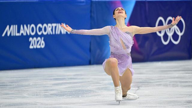 Romania's Julia Sauter competes in the figure skating women's single free skating final during the Milano Cortina 2026 Winter Olympic Games at Milano Ice Skating Arena in Milan on February 19, 2026. (Photo by Piero CRUCIATTI / AFP)
