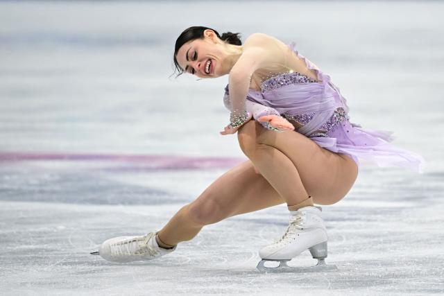Romania's Julia Sauter competes in the figure skating women's single free skating final during the Milano Cortina 2026 Winter Olympic Games at Milano Ice Skating Arena in Milan on February 19, 2026. (Photo by Piero CRUCIATTI / AFP)