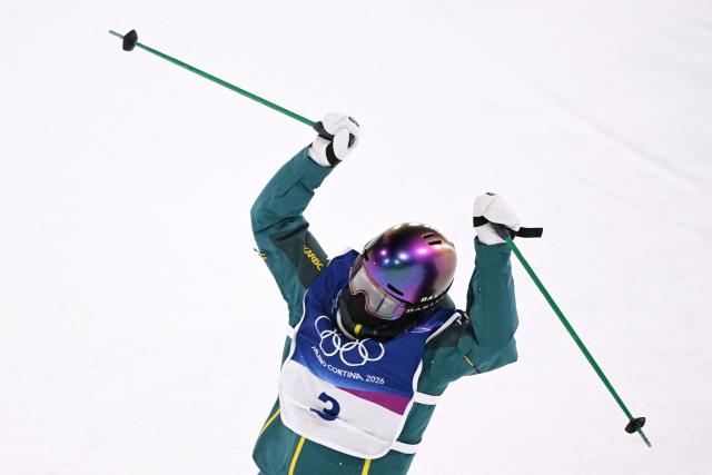 Australia's Indra Brown competes in the freestyle skiing women's freeski halfpipe qualification run 2 during the Milano Cortina 2026 Winter Olympic Games at Livigno Snow Park, in Livigno (Valtellina), on February 19, 2026. (Photo by Kirill KUDRYAVTSEV / AFP)