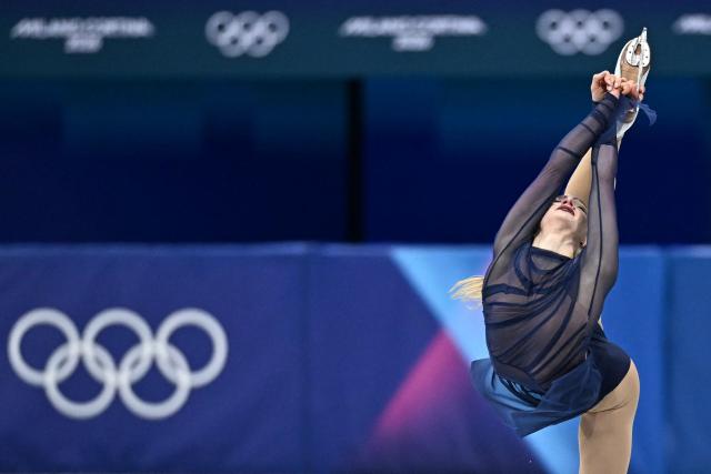 USA's Amber Glenn competes in the figure skating women's single free skating final during the Milano Cortina 2026 Winter Olympic Games at Milano Ice Skating Arena in Milan on February 19, 2026. (Photo by Gabriel BOUYS / AFP)