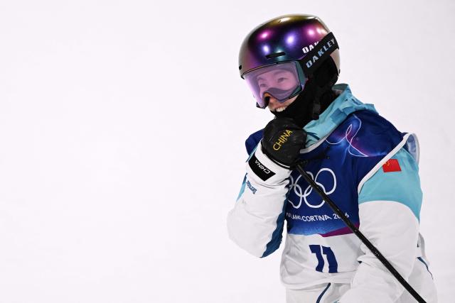 China's Liu Yishan competes in the freestyle skiing women's freeski halfpipe qualification run 2 during the Milano Cortina 2026 Winter Olympic Games at Livigno Snow Park, in Livigno (Valtellina), on February 19, 2026. (Photo by Kirill KUDRYAVTSEV / AFP)