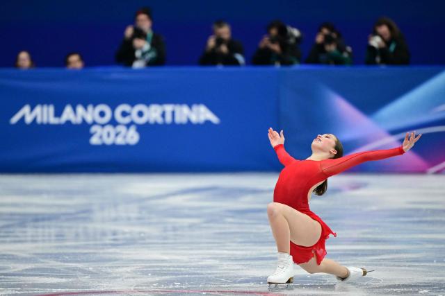 Belgium's Nina Pinzarrone competes in the figure skating women's single free skating final during the Milano Cortina 2026 Winter Olympic Games at Milano Ice Skating Arena in Milan on February 19, 2026. (Photo by Piero CRUCIATTI / AFP)