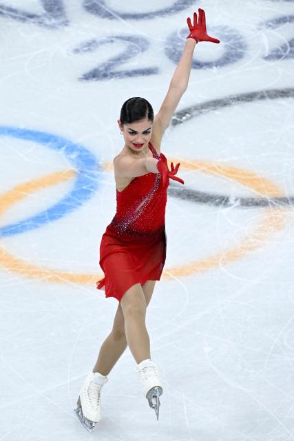 Individual Neutral Athlete Adeliia Petrosian competes in the figure skating women's single free skating final during the Milano Cortina 2026 Winter Olympic Games at Milano Ice Skating Arena in Milan on February 19, 2026. (Photo by WANG Zhao / AFP)