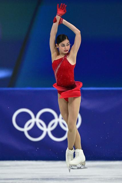 Individual Neutral Athlete Adeliia Petrosian competes in the figure skating women's single free skating final during the Milano Cortina 2026 Winter Olympic Games at Milano Ice Skating Arena in Milan on February 19, 2026. (Photo by Piero CRUCIATTI / AFP)