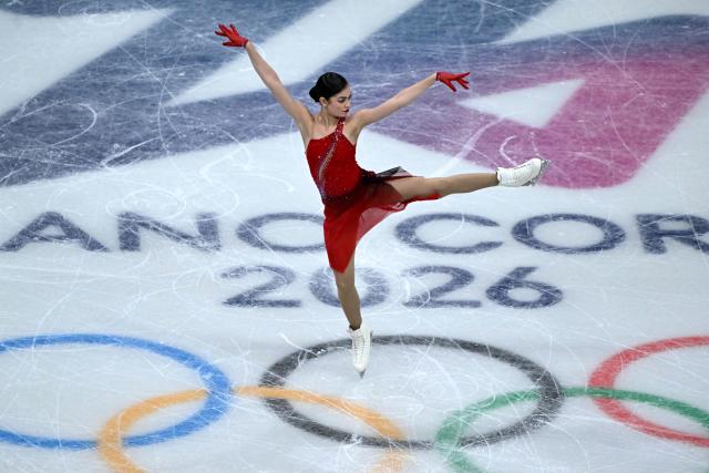 Individual Neutral Athlete Adeliia Petrosian competes in the figure skating women's single free skating final during the Milano Cortina 2026 Winter Olympic Games at Milano Ice Skating Arena in Milan on February 19, 2026. (Photo by WANG Zhao / AFP)