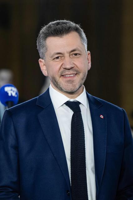 French Rassemblement National (RN) member of Parliament Franck Allisio speaks during a debate organized by BFM-TV and the newspaper La Provence between the main candidates for March 2026 mayoral election at the Palais de la Bourse in Marseille on February 19, 2026.  (Photo by MIGUEL MEDINA / AFP)