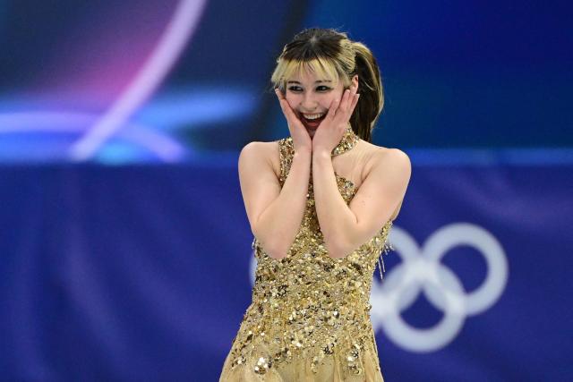 USA's Alysa Liu reacts after competing in the figure skating women's single free skating final during the Milano Cortina 2026 Winter Olympic Games at Milano Ice Skating Arena in Milan on February 19, 2026. (Photo by Piero CRUCIATTI / AFP)