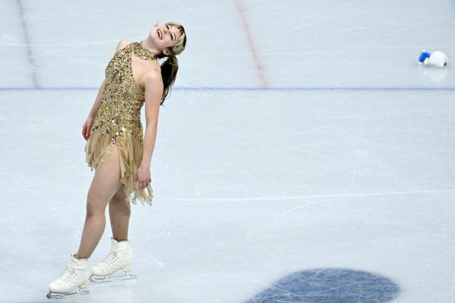USA's Alysa Liu reacts after competing in the figure skating women's single free skating final during the Milano Cortina 2026 Winter Olympic Games at Milano Ice Skating Arena in Milan on February 19, 2026. (Photo by WANG Zhao / AFP)