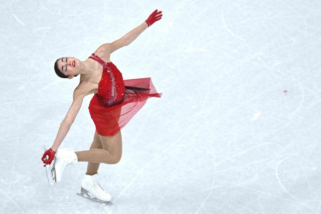 Individual Neutral Athlete Adeliia Petrosian competes in the figure skating women's single free skating final during the Milano Cortina 2026 Winter Olympic Games at Milano Ice Skating Arena in Milan on February 19, 2026. (Photo by Antonin THUILLIER / AFP)