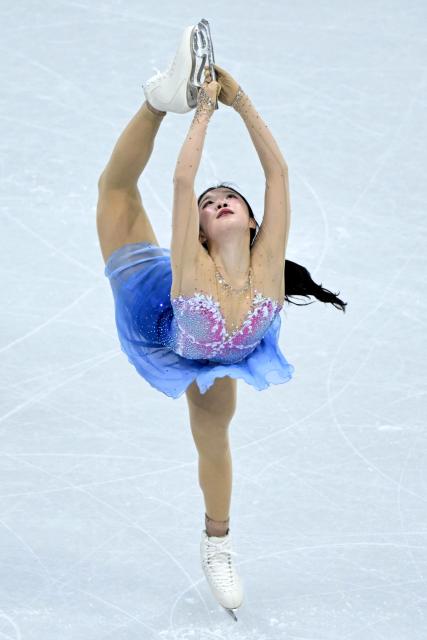 Japan's Ami Nakai competes in the figure skating women's single free skating final during the Milano Cortina 2026 Winter Olympic Games at Milano Ice Skating Arena in Milan on February 19, 2026. (Photo by WANG Zhao / AFP)