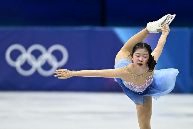 Japan's Ami Nakai competes in the figure skating women's single free skating final during the Milano Cortina 2026 Winter Olympic Games at Milano Ice Skating Arena in Milan on February 19, 2026. (Photo by Gabriel BOUYS / AFP)