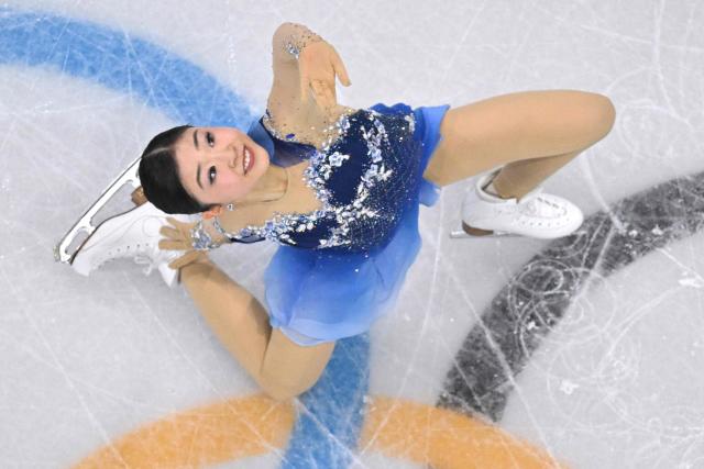 Japan's Mone Chiba competes in the figure skating women's single free skating final during the Milano Cortina 2026 Winter Olympic Games at Milano Ice Skating Arena in Milan on February 19, 2026. (Photo by Antonin THUILLIER / AFP)