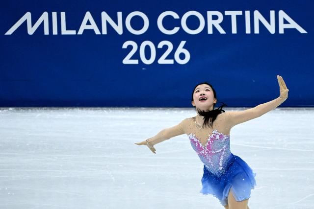 Japan's Ami Nakai competes in the figure skating women's single free skating final during the Milano Cortina 2026 Winter Olympic Games at Milano Ice Skating Arena in Milan on February 19, 2026. (Photo by WANG Zhao / AFP)