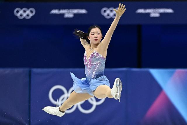 Japan's Ami Nakai competes in the figure skating women's single free skating final during the Milano Cortina 2026 Winter Olympic Games at Milano Ice Skating Arena in Milan on February 19, 2026. (Photo by Gabriel BOUYS / AFP)