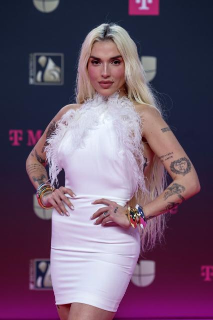 Venezuelan-US singer and songwriter Elena Rose attends Univision's 38th Premio Lo Nuestro at the Kaseya Center in Miami, Florida, on February 19, 2026. (Photo by Giorgio Viera / AFP)
