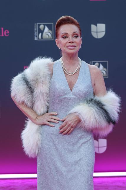 Spanish singer Paloma San Basilio attends Univision's 38th Premio Lo Nuestro at the Kaseya Center in Miami, Florida, on February 19, 2026. (Photo by Giorgio Viera / AFP)