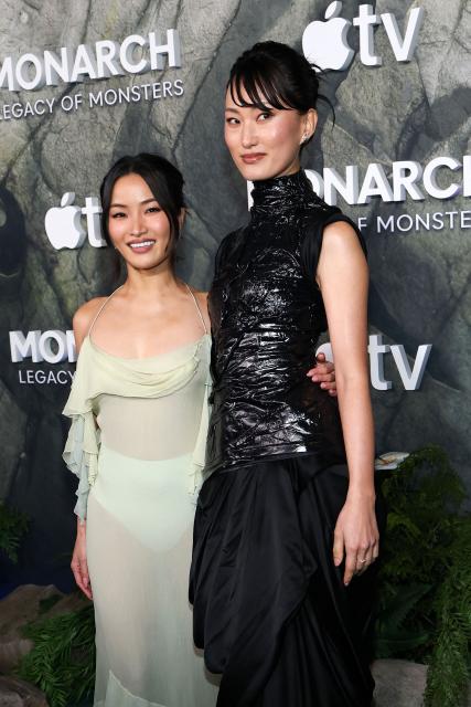 Japanese actresses Anna Sawai (L) and Mari Yamamoto attend the premiere of Apple TV's series "Monarch: Legacy of Monsters" Season 2 at the TCL Chinese Theatre in Hollywood, California, on February 19, 2026. (Photo by VALERIE MACON / AFP)